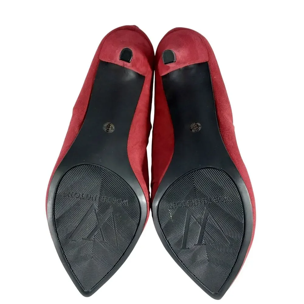 WORTHINGTON! ROUGE RED VEGAN SUEDE SCRUNCHY BACK HEEL ZIPPER BOOTIES! SZ 8.5M